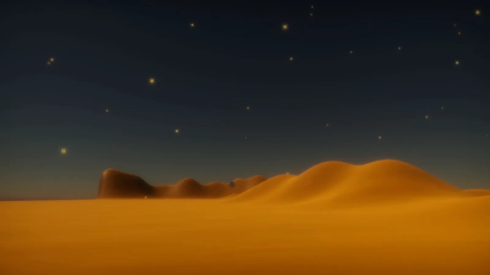 Orange dunes under a dark sky