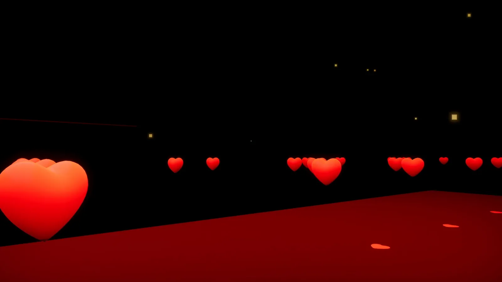 Red hearts floating over a crimson floor