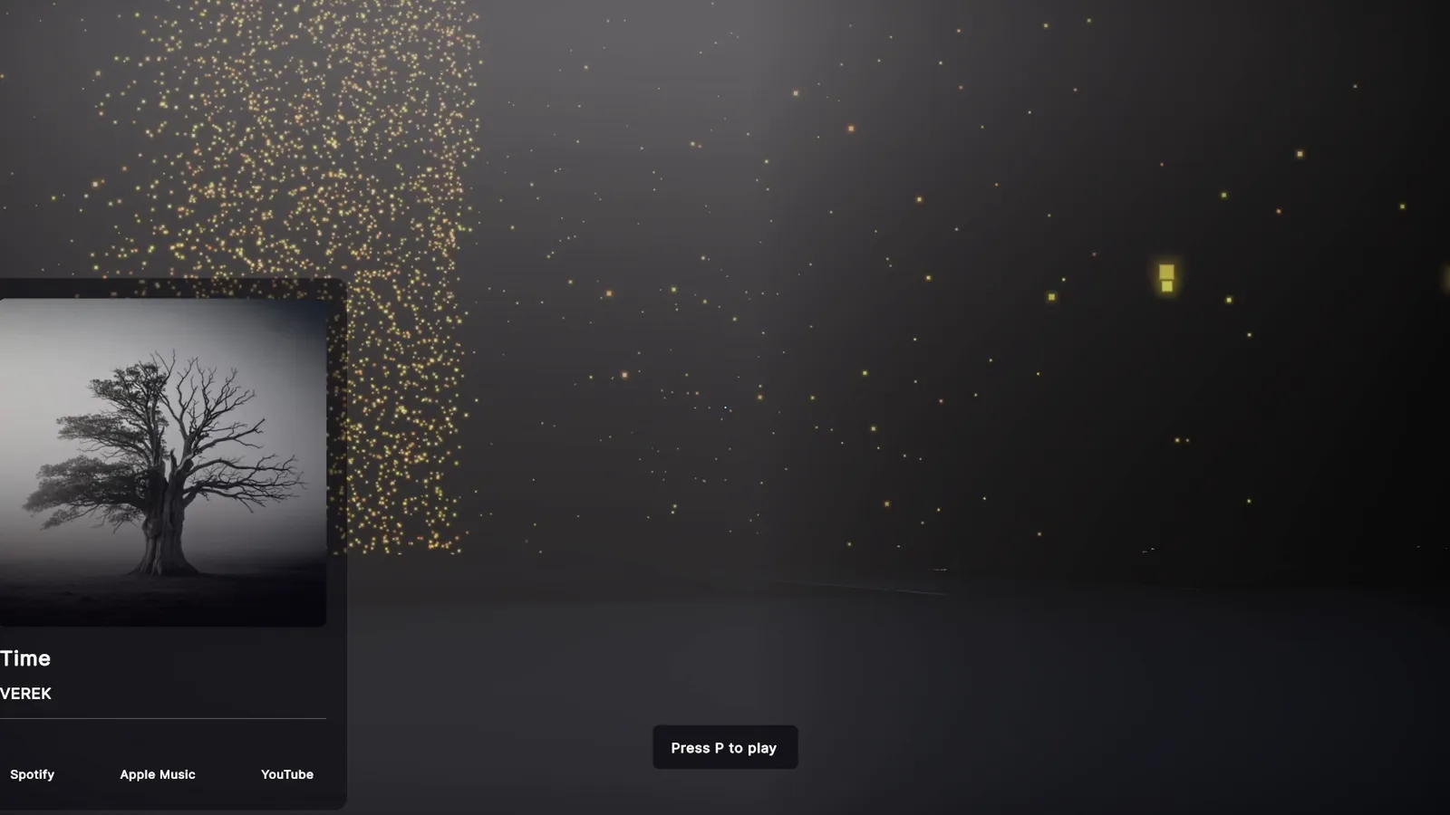 A song card for 'Time' by VEREK floating in a beam of light